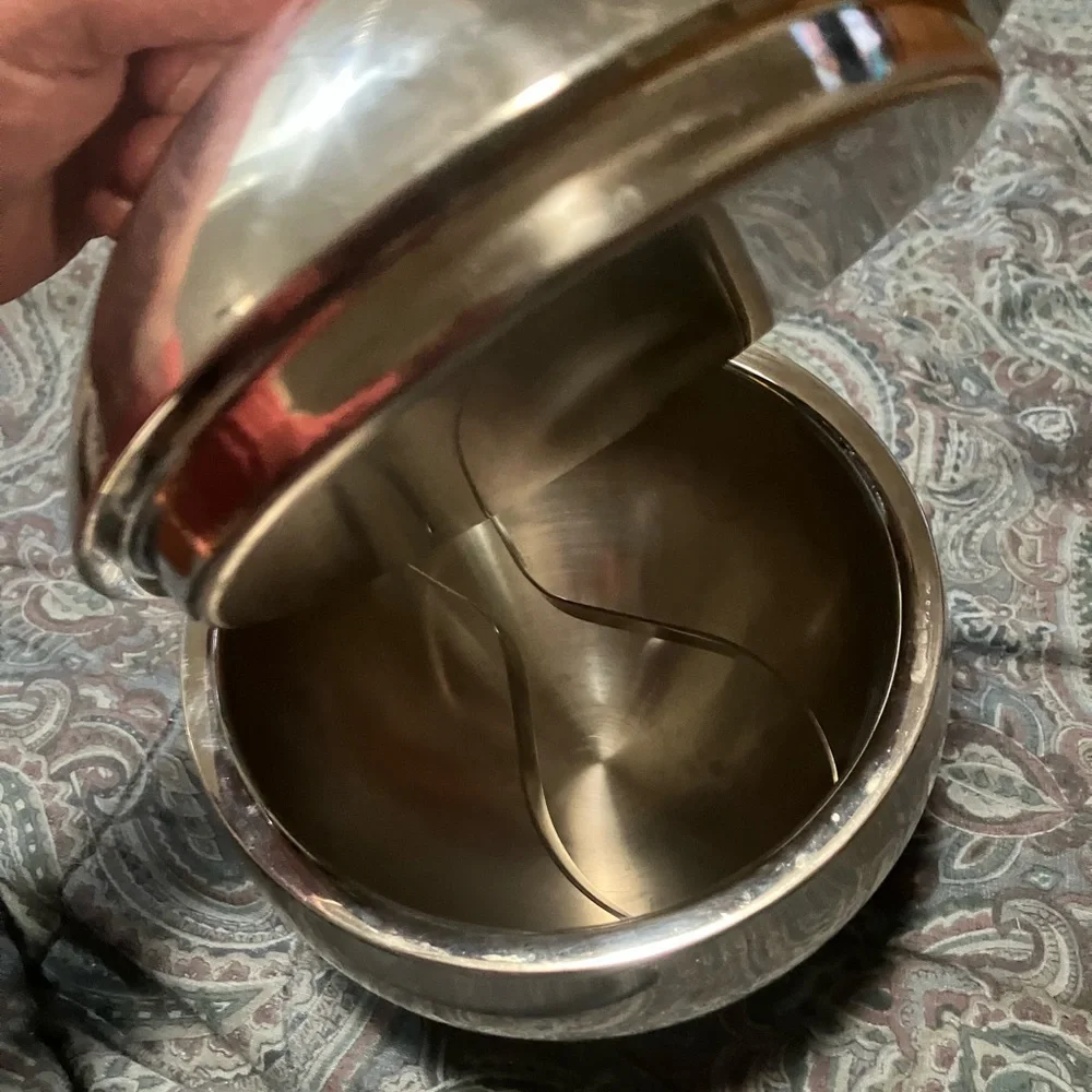 Vintage Stainless Steel Insulated Spherical Ice Bucket